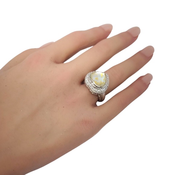 Judith Ripka Sterling Silver Mother Of Pearl & CZ Heart Ring Size 7 #21103 - Picture 7 of 12